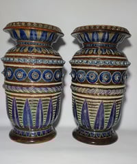 Image 2 of Doulton Lambeth Pair Stoneware Vases