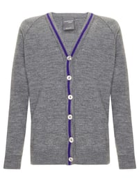 Image 1 of Daiglen School Cardigan, Grey with purple trim