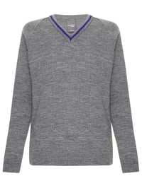 Image 1 of Daiglen School Jumper, Grey with purple trim