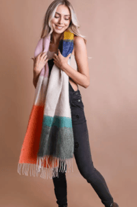 Image 1 of Color Block Soft Mohair Scarf