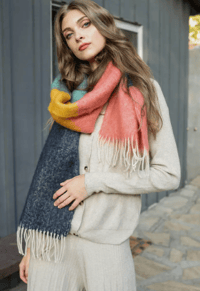 Image 3 of Color Block Soft Mohair Scarf