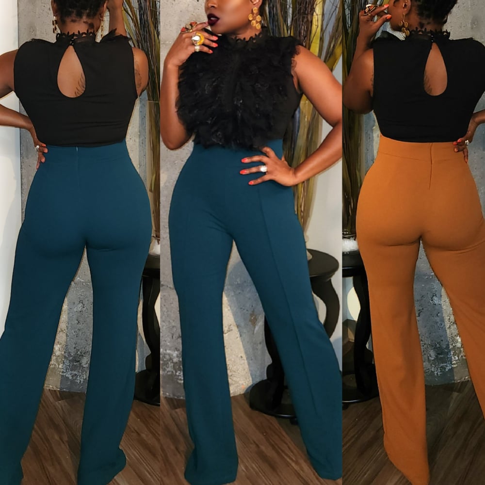 Image of The Viky Pant: Hunty Green & Cognac Brown