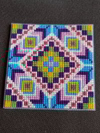 Image 3 of Mug Rugs - Cross Stitched Carpet Inspired Coasters (4 random picks)
