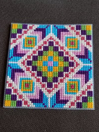 Image 5 of Mug Rugs - Cross Stitched Carpet Inspired Coasters (4 random picks)