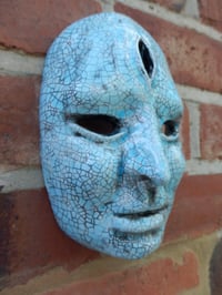 Image 2 of Turquoise Divine Face Ceramic Wall Art