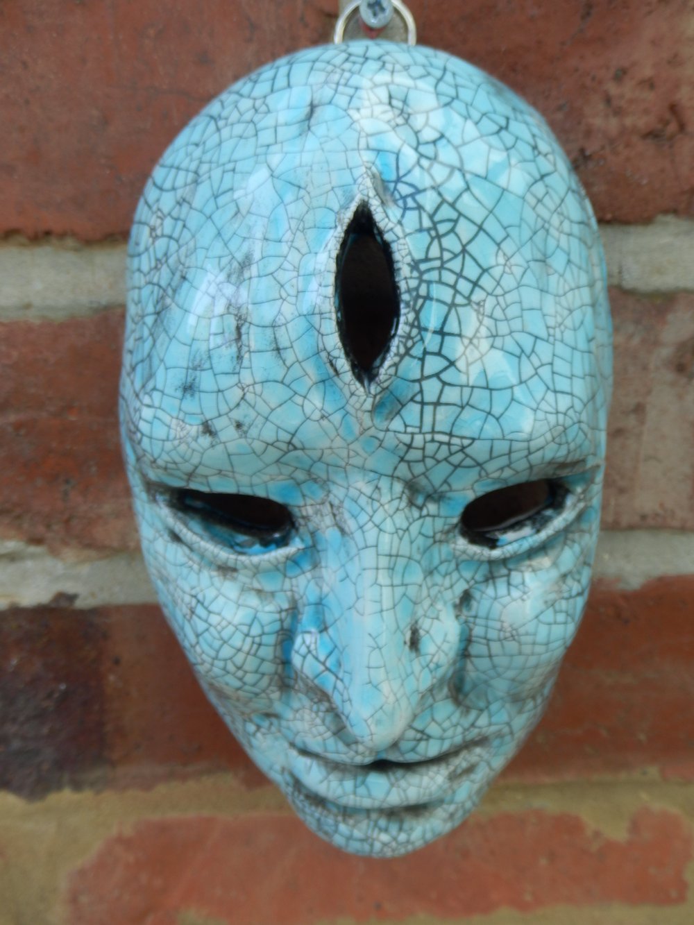 Turquoise Divine Face Ceramic Wall Art