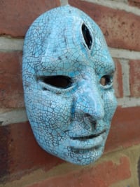 Image 4 of Turquoise Divine Face Ceramic Wall Art