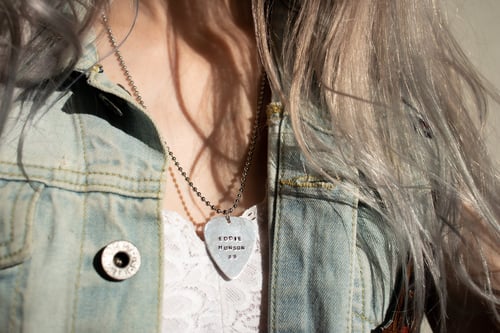 Image of Hand Stamped Eddie Munson Necklace | Guitar Pick Necklace