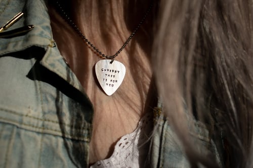 Image of Hand Stamped Eddie Munson Necklace | Guitar Pick Necklace