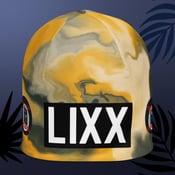 Image of LIXX - Richard Thomas - Deus Crux Records Logo - All-Over MANY GREENS LIKE PAINT CAMO  Print Beanie