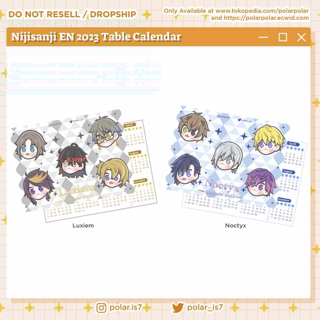 Nijisanji EN (Vtuber) Table 2023 Calendar Polaris