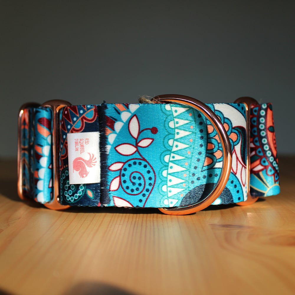 Image of Boho 2 inch martingale collar with rose gold hardware