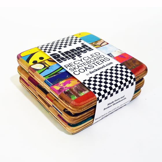 Image of Ripped Coaster Set of Three (3) or Four (4) - Recycled Skateboards 