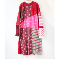 Image 2 of thermal warm reds patchwork adult L/XL extra large raglan sleeve dress courtneycourtney tunic winter