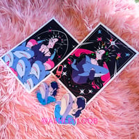 Image 1 of Erica & Blahaj: acrylic charms, holo prints, sticker