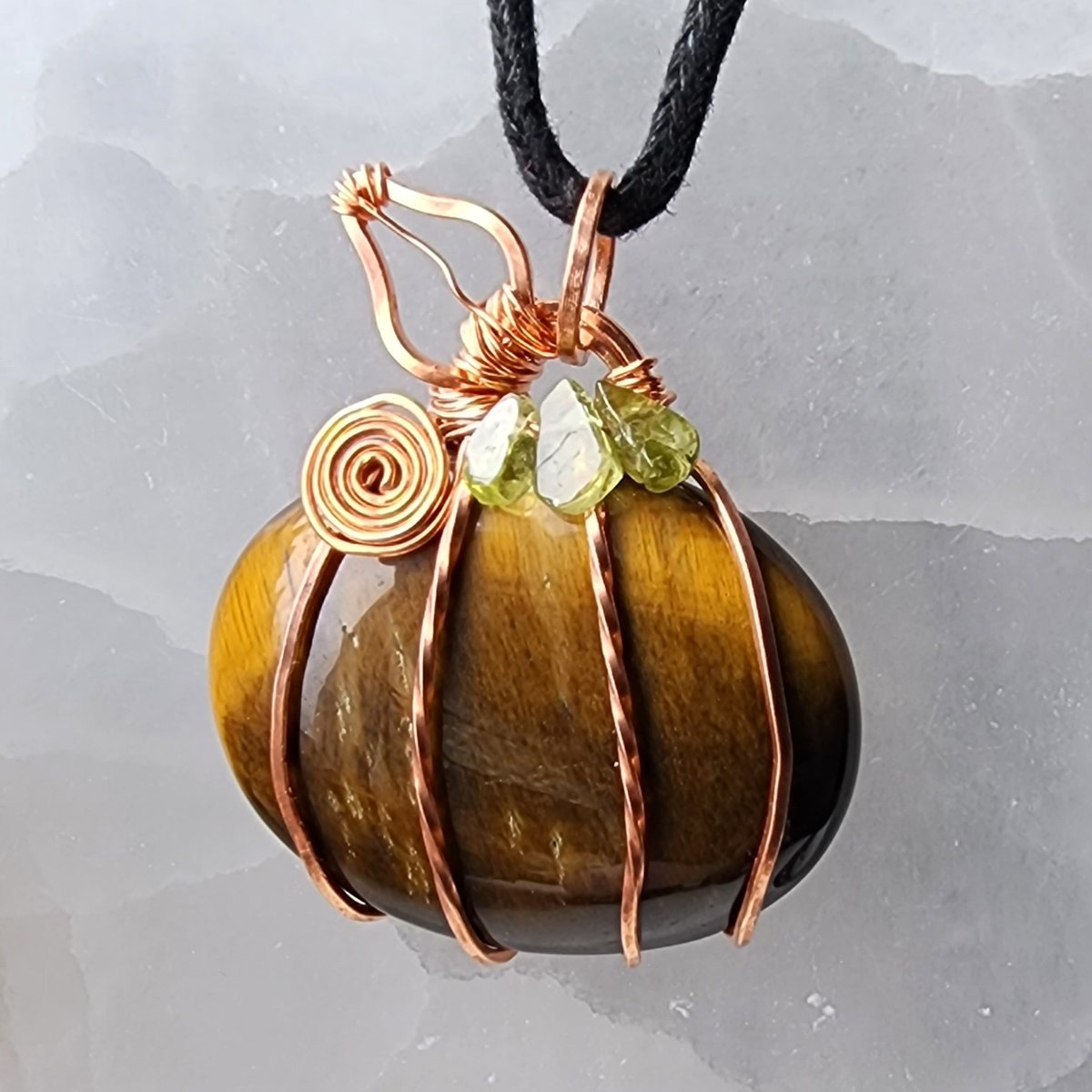 Image of Tiger's Eye Pumpkin Pendant