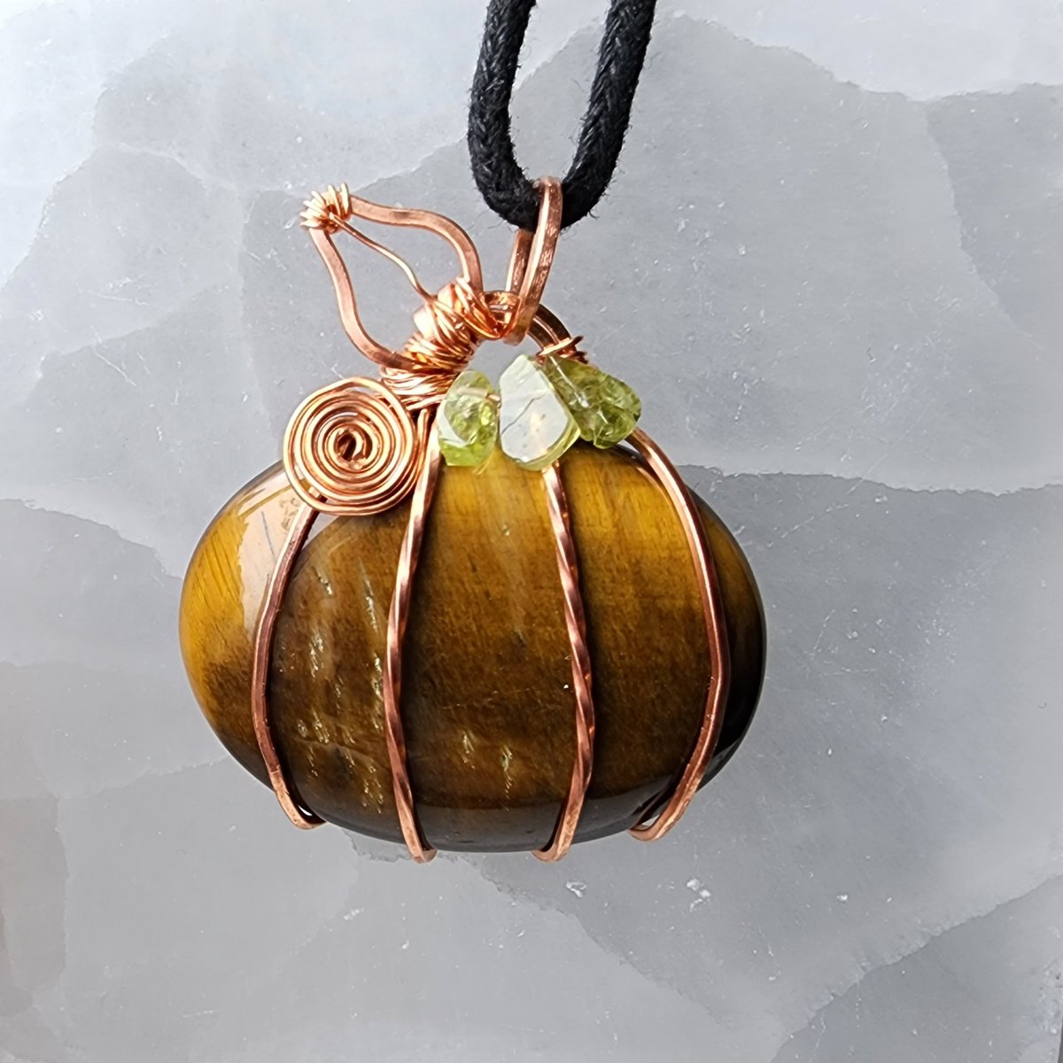 Image of Tiger's Eye Pumpkin Pendant