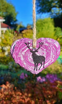 Image 1 of Purple skies deer slate heart