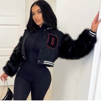 D FUR VARSITY JACKET 