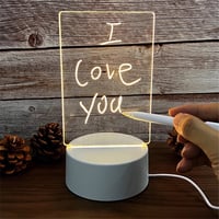 Creative Acrylic LED Night Light USB Note Message Board Desktop Table Lamp W/ Pen - Home Decoration