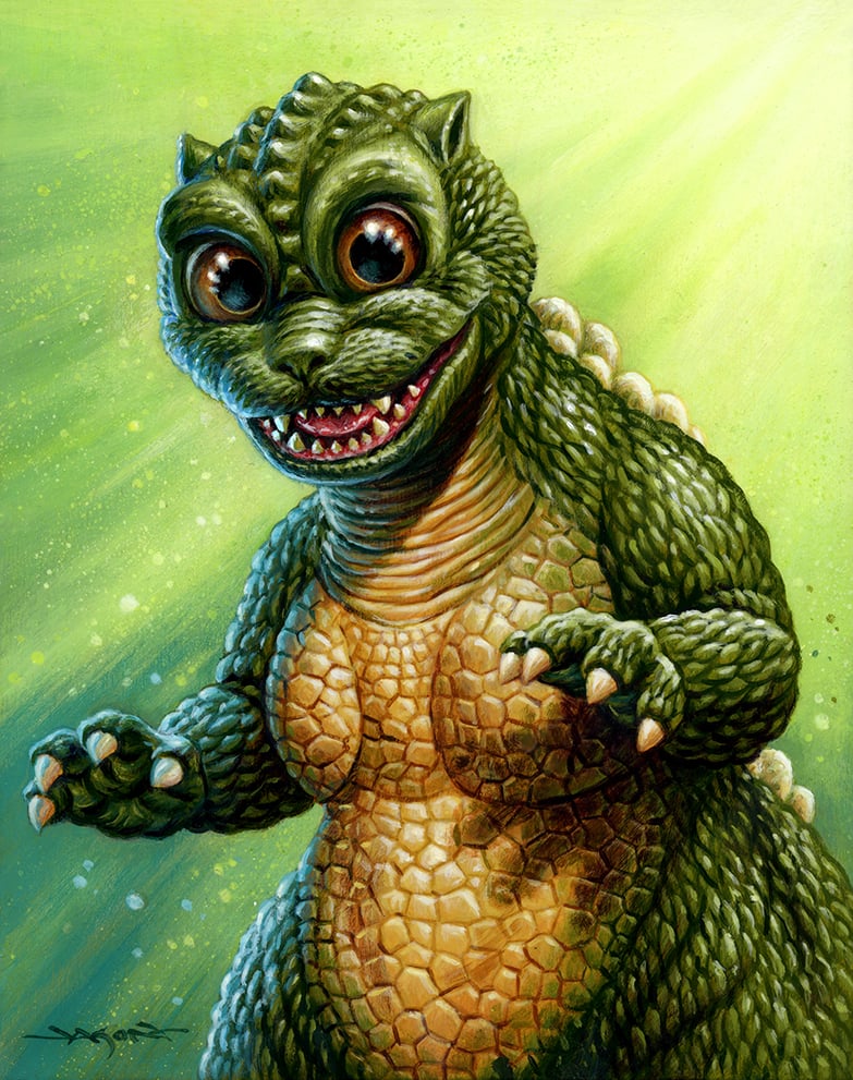 "Little Godzilla" - 8" x 10" original acrylic painting