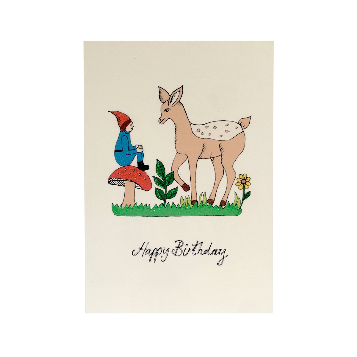 Elf and Fawn Birthday Card 
