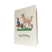 Image 2 of Elf and Fawn Birthday Card 