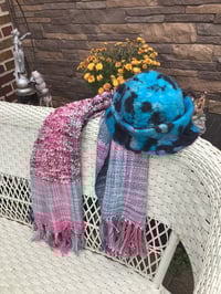 Image 5 of Hand Dyed, Hand Woven  Blanket Scarf - Shawl/ Wrap - Wearable Art