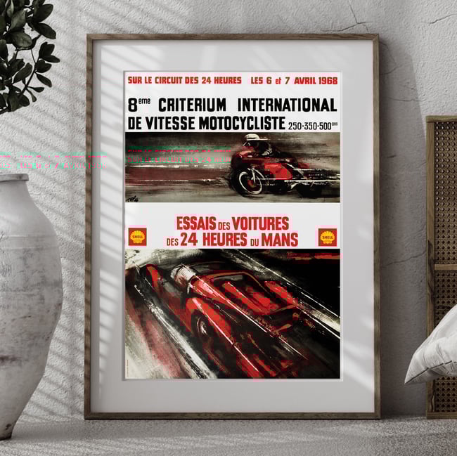 24 Hours du Mans Print | Alexis Kow | 1968 | Vintage Poster | Wall Art Print | Home Decor