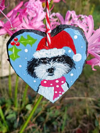 Image 1 of Christmas dog  ~ Betty ~ medium slate heart