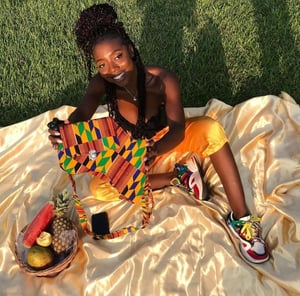 Image of AFRIQUE KENTE PRINT AFRICAN MAP BACKPACK