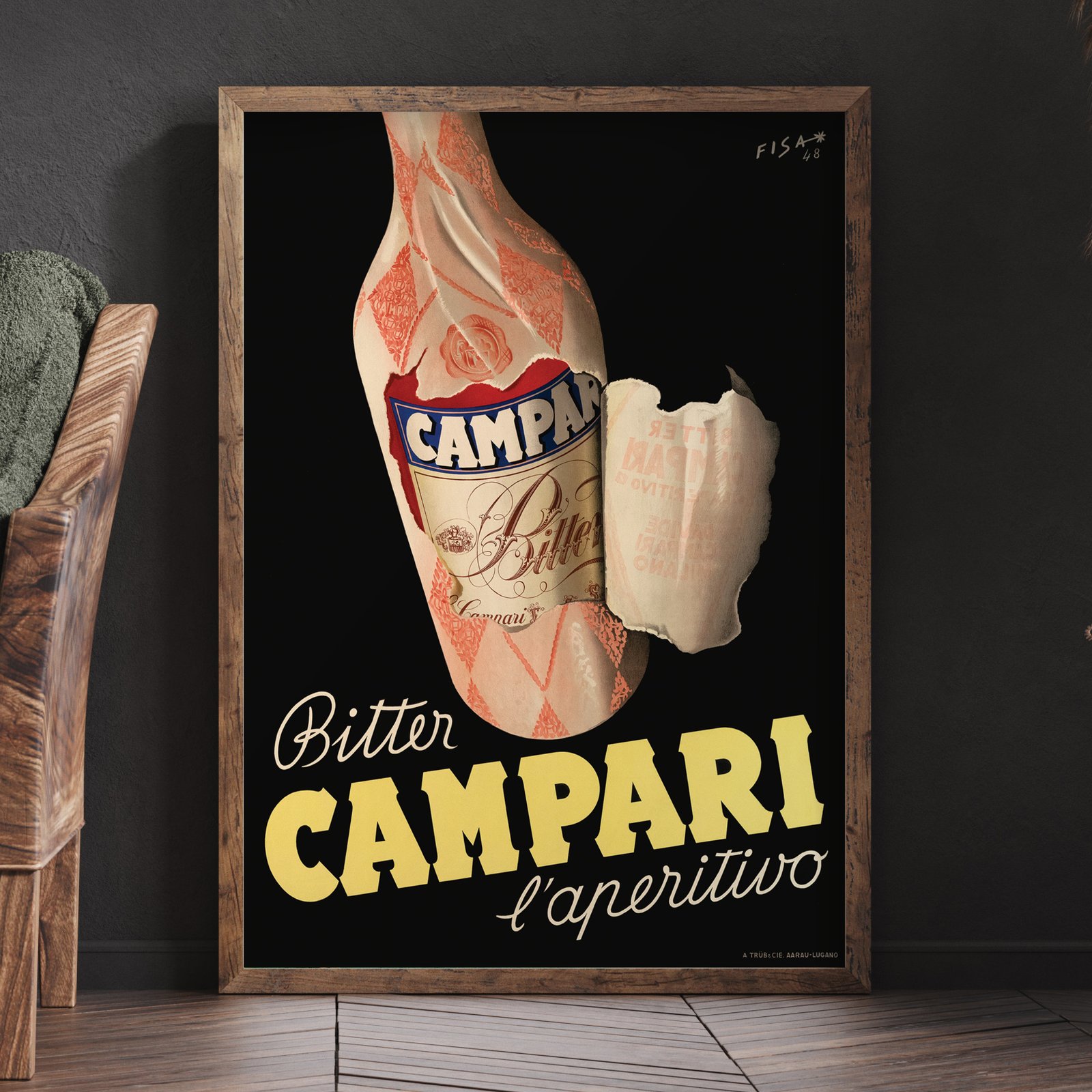 Bitter Campari L'aperitivo, Carlo Fisanotti (Fisa), 1948, Vintage Poster, Wall Art Print