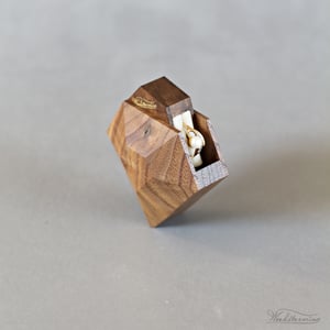 Image of Engagement ring box - rotating diamond shape walnut wood ring box by Woodstorming
