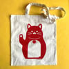Happy/Angry Cat Double Sided Tote Bag