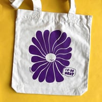 Image 4 of Happy/Sad Flower Double Sided Recycled Tote Bag