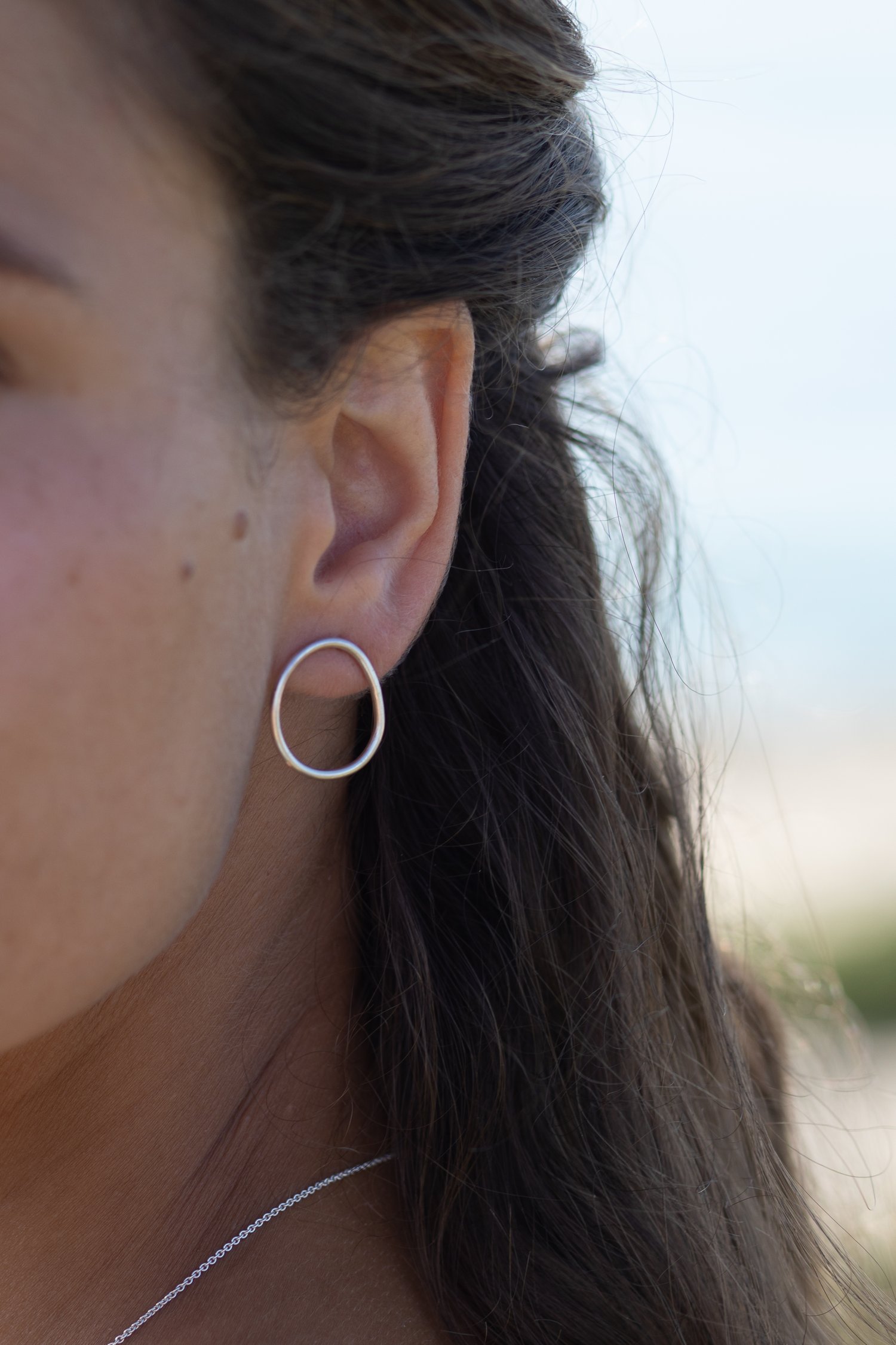 Image of Organic Shaped Silver Earrings (Roundish)