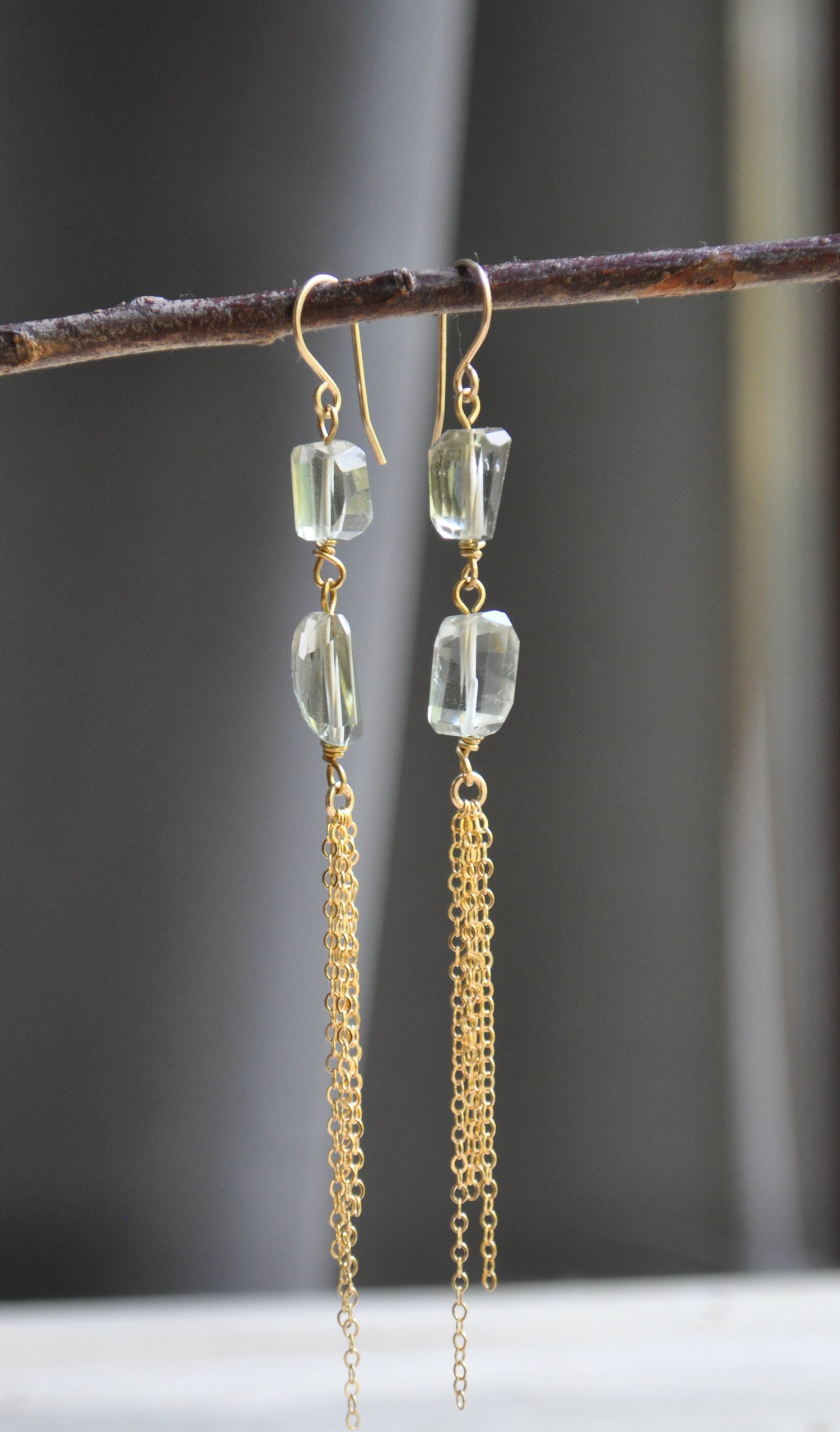 Image of Double Green Prasiolite Chain Dangles