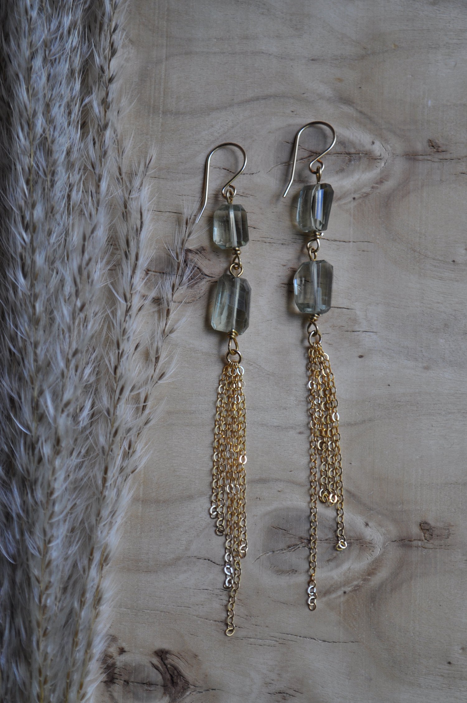 Image of Double Green Prasiolite Chain Dangles