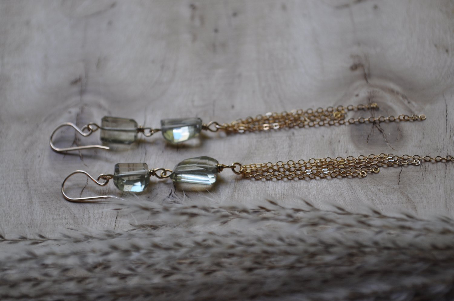 Image of Double Green Prasiolite Chain Dangles