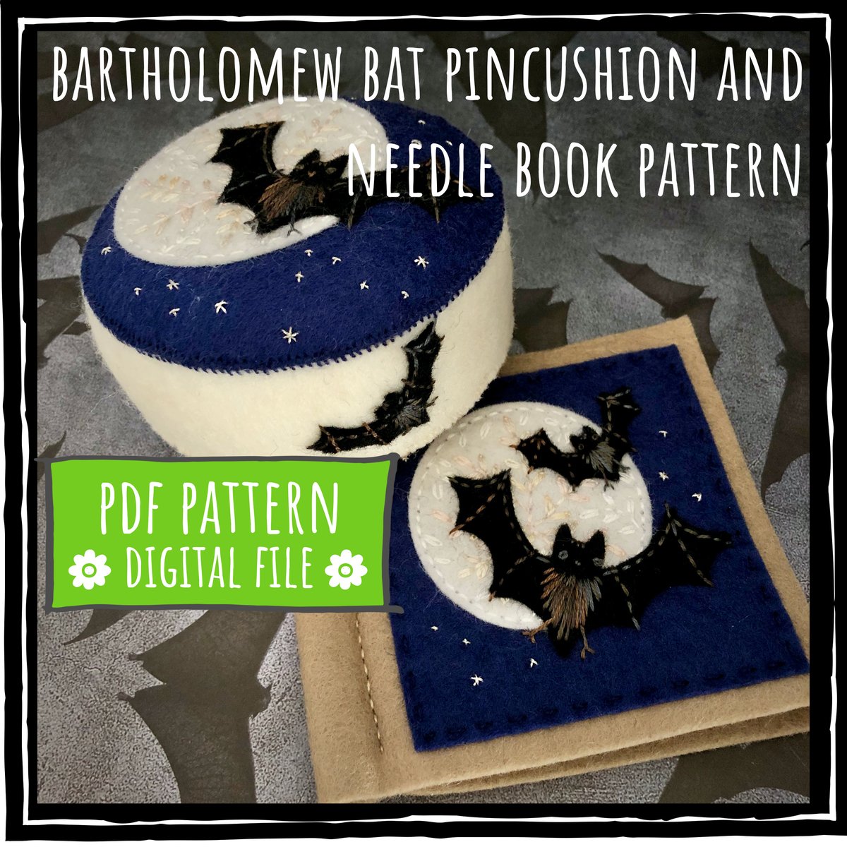 PDF Downloadable Pattern - Bartholomew Bat Pincushion and Needle Book ...