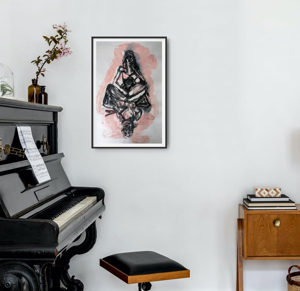 Image of Party Girls - Original Monoprint in Pink