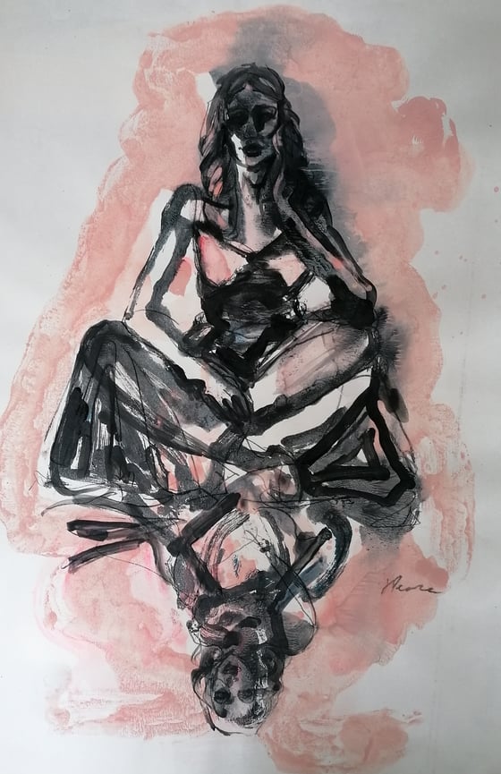 Image of Party Girls - Original Monoprint in Pink