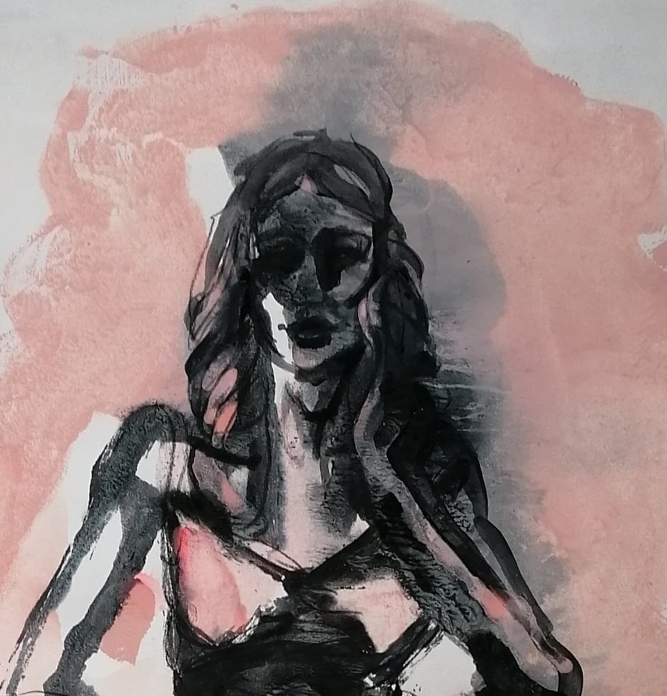 Image of Party Girls - Original Monoprint in Pink