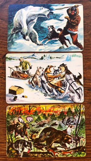 Image of Vintage Playing Cards - Dogs - landscape style