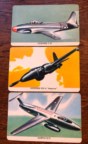 Image of (10) 1957 Quaker Pack-O-Ten Warplane Cards