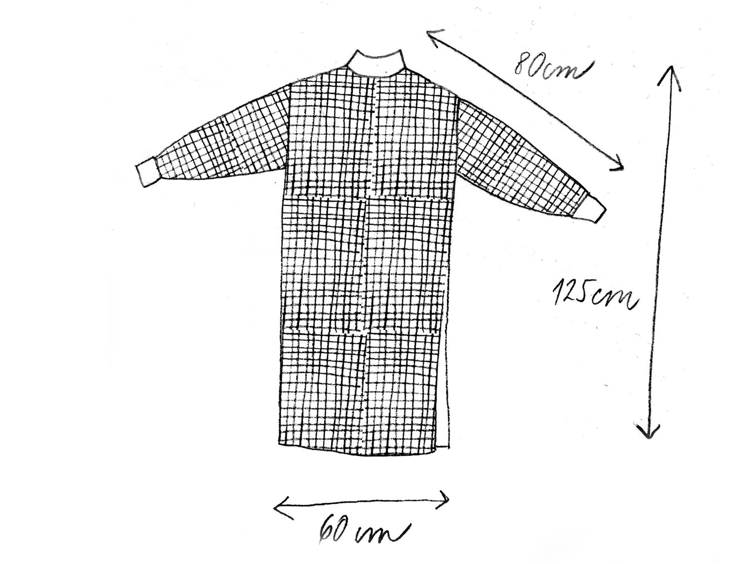 Image of GRID LONG SLEEVE LOOSE DRESS