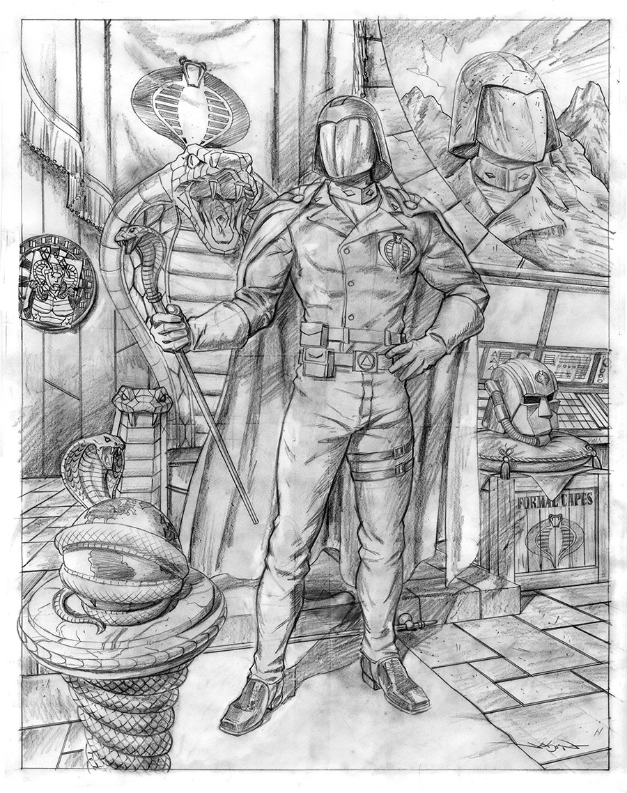 "Cobra Commander's Lair" - 15" x 19" original pencil drawing