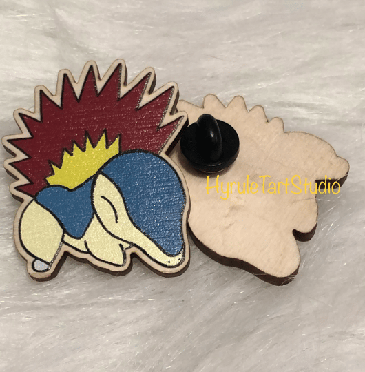Pocket Monster Cyndaquil, Totodile and Chikorita Wood Pin