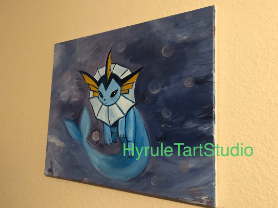 Pocket Monster Vaporeon, Holo Bubbles Acrylic Painting