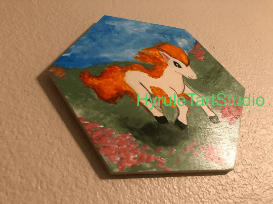 Pocket Monster Ponyta, the Fire Horse, Painting on wood panel